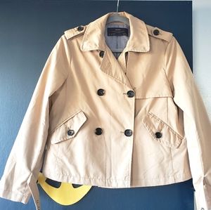 Cool Tan Zara Basic Cropped Dbl-Breasted Raincoat